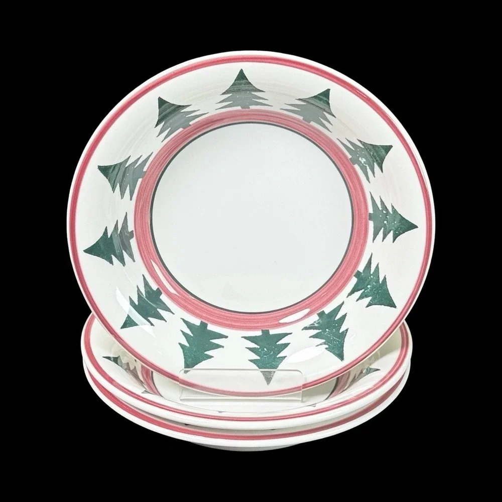 Pier 1 O' Tannenbaum SOUP BOWLS Christmas Trees Cereal Bowl 8 ¼